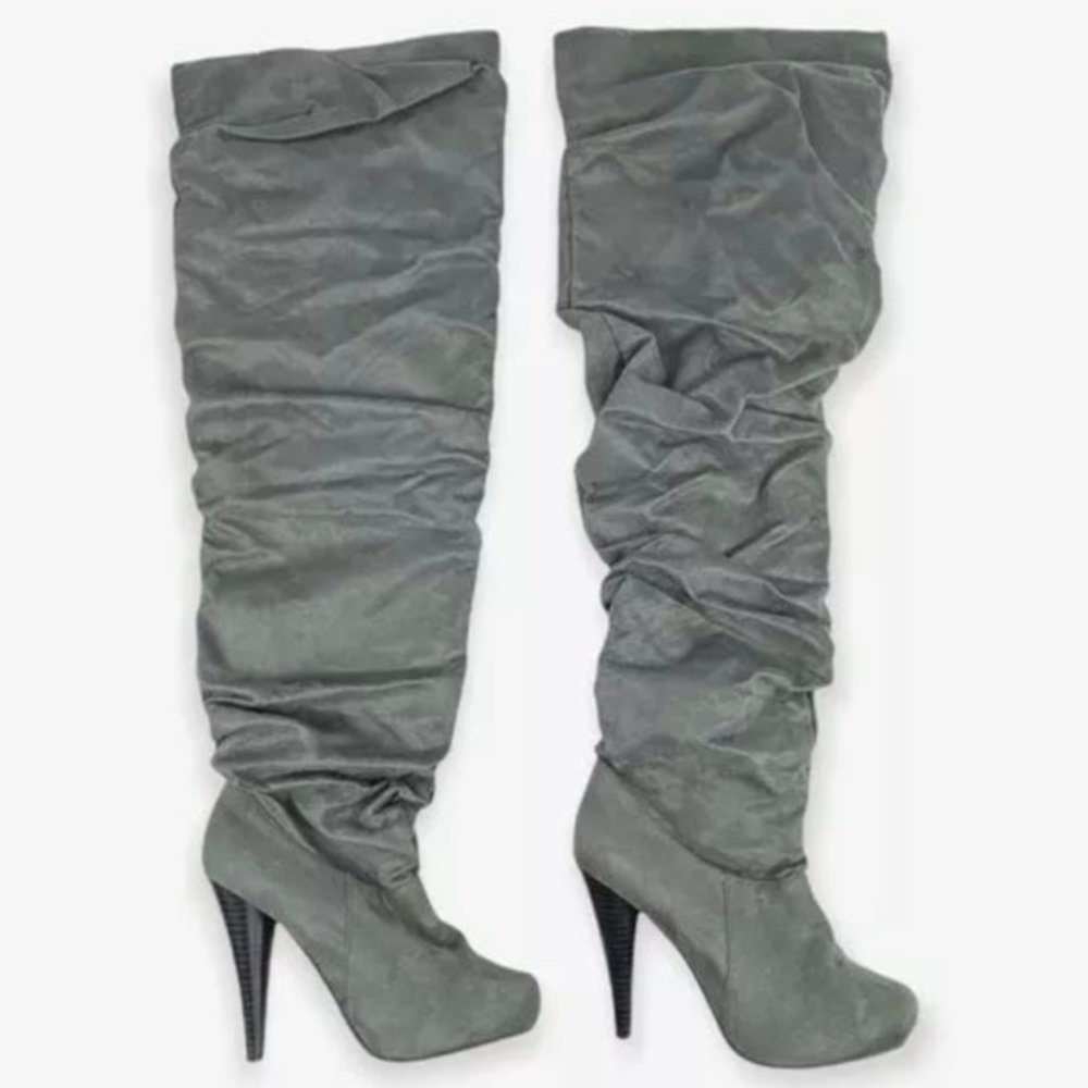 Michael Antonio Gray Suede Thigh High Boots